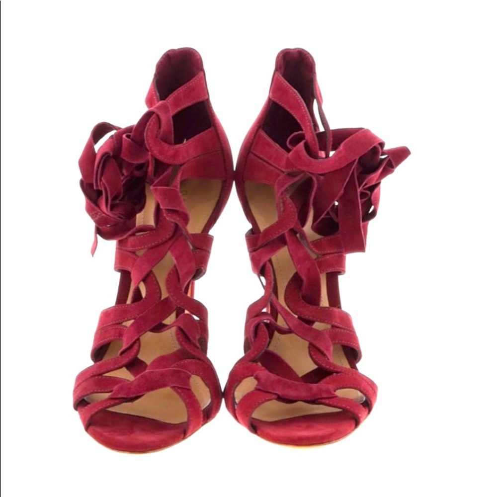 Schultz burgundy suede lace up heels. NWOT.